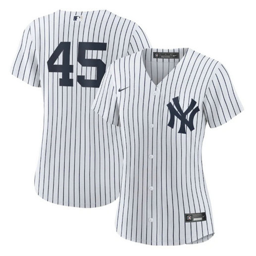 Women's New York Yankees #45 Gerrit Cole White Cool Base Stitched Jersey