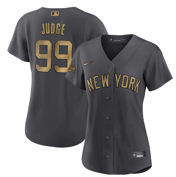 Women's New York Yankees #99 Aaron Judge 2022 All-Star Charcoal Stitched Baseball Jersey