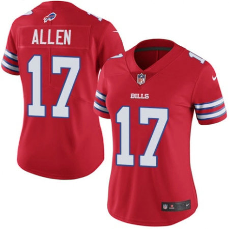 Women's Nike Buffalo Bills #17 Josh Allen Limited Red Rush Vapor Untouchable NFL Jersey