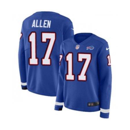 Women's Nike Buffalo Bills #17 Josh Allen Limited Royal Blue Therma Long Sleeve NFL Jerse