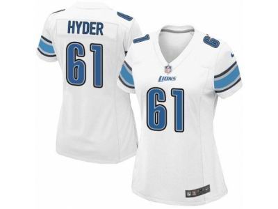 Women's Nike Detroit Lions #61 Kerry Hyder game White Jersey