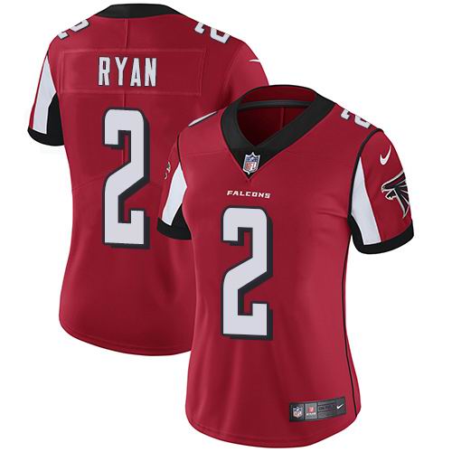 Women's Nike Falcons #2 Matt Ryan Red Team Color Vapor Untouchable Limited Jersey