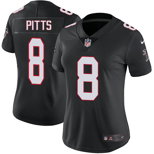 Women's Nike Falcons #8 Kyle Pitts Black Alternate Women's Stitched NFL Vapor Untouchable Limited Jersey