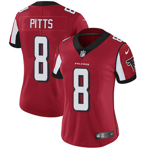 Women's Nike Falcons #8 Kyle Pitts Red Team Color Women's Stitched NFL Vapor Untouchable Limited Jersey