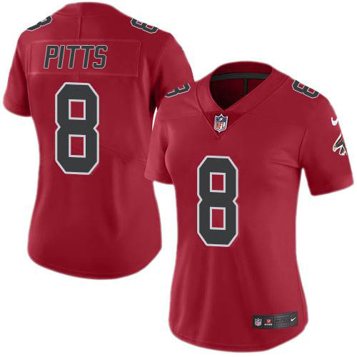 Women's Nike Falcons #8 Kyle Pitts Red Women's Stitched NFL Limited Rush Jersey