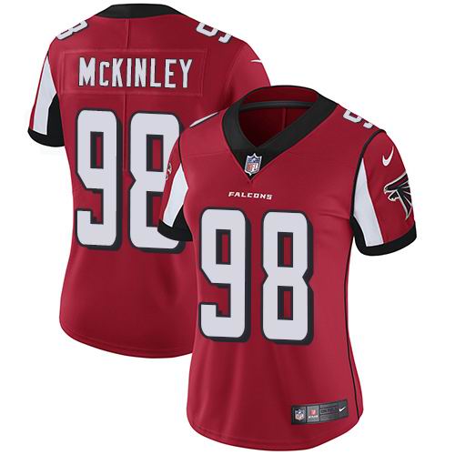 Women's Nike Falcons #98 Takkarist McKinley Red Team Color Vapor Untouchable Limited Jersey