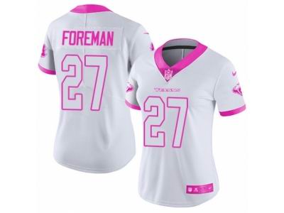 Women's Nike Houston Texans #27 D'Onta Foreman Limited White Pink Rush Fashion NFL Jersey