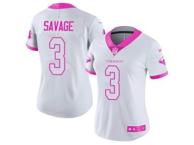 Women's Nike Houston Texans #3 Tom Savage White Pink Limited Rush Fashion Jersey