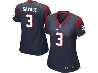 Women's Nike Houston Texans #3 Tom Savage blue game Jersey