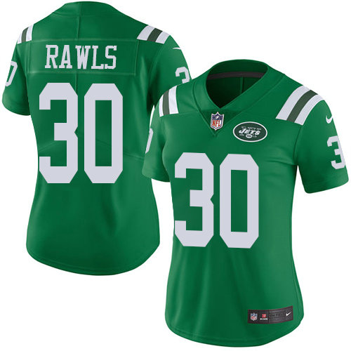Women's Nike Jets #30 Thomas Rawls Green Women's Stitched NFL Limited Rush Jersey