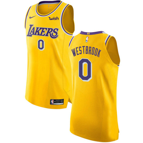 Women's Nike Lakers #0 Russell Westbrook Women's Gold NBA Authentic Icon Edition Jersey