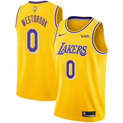 Women's Nike Lakers #0 Russell Westbrook Women's Gold NBA Swingman Icon Edition Jersey
