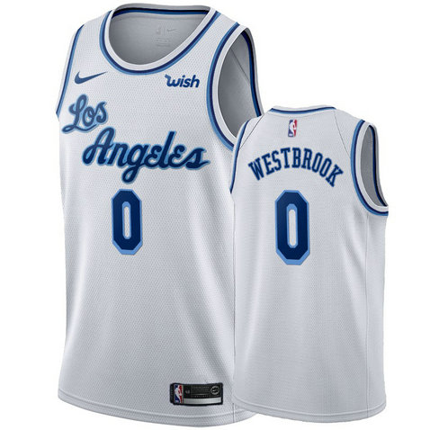 Women's Nike Lakers #0 Russell Westbrook Women's White 2019-20 Hardwood Classic Edition Stitched NBA Jersey