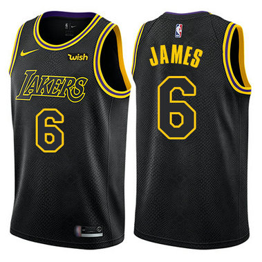 Women's Nike Lakers #6 LeBron James Black Women's NBA Swingman City Edition Jersey