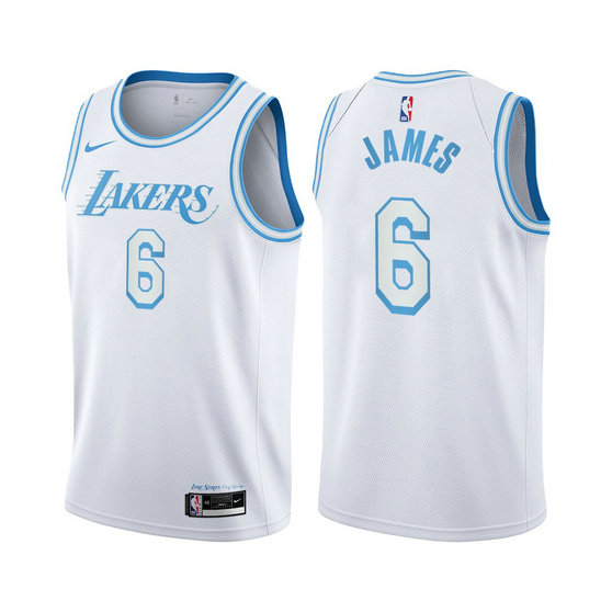Women's Nike Lakers #6 LeBron James White Women's NBA Swingman 2020-21 City Edition Jersey