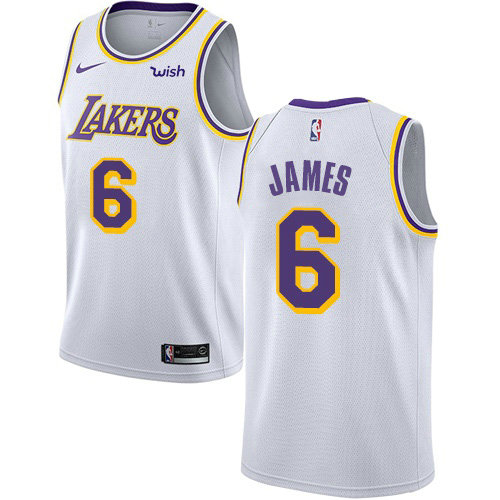 Women's Nike Lakers #6 LeBron James White Women's NBA Swingman Association Edition Jersey
