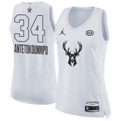 Women's Nike Milwaukee Bucks #34 Giannis Antetokounmpo White NBA Jordan Swingman 2018 All-Star Game Jersey