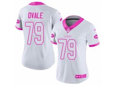 Women's Nike New York Jets #79 Brent Qvale Limited White Pink Rush Fashion NFL Jersey