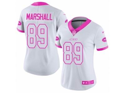 Women's Nike New York Jets #89 Jalin Marshall Limited White Pink Rush Fashion NFL Jersey