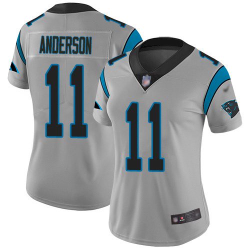 Women's Nike Panthers #11 Robby Anderson Silver Women's Stitched NFL Limited Inverted Legend Jersey