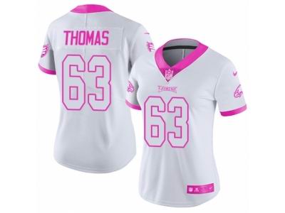 Women's Nike Philadelphia Eagles #63 Dallas Thomas Limited White Pink Rush Fashion NFL Jersey