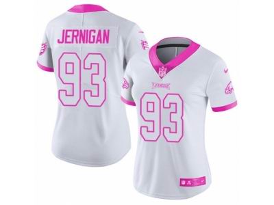 Women's Nike Philadelphia Eagles #93 Timmy Jernigan Limited White Pink Rush Fashion NFL Jersey
