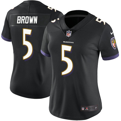 Women's Nike Ravens #5 Marquise Brown Black Alternate Women's Stitched NFL Vapor Untouchable Limited Jersey