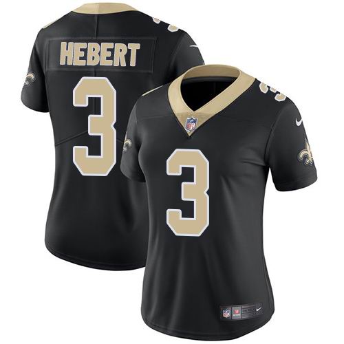 Women's Nike Saints #3 Bobby Hebert Black Team Color  Vapor Untouchable Limited Jersey