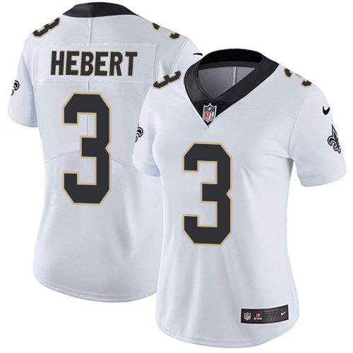 Women's Nike Saints #3 Bobby Hebert White  Vapor Untouchable Limited Jersey
