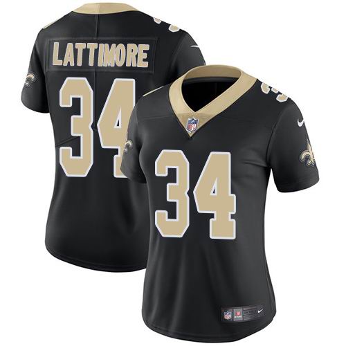 Women's Nike Saints #34 Marshon Lattimore Black Team Color  Vapor Untouchable Limited Jersey