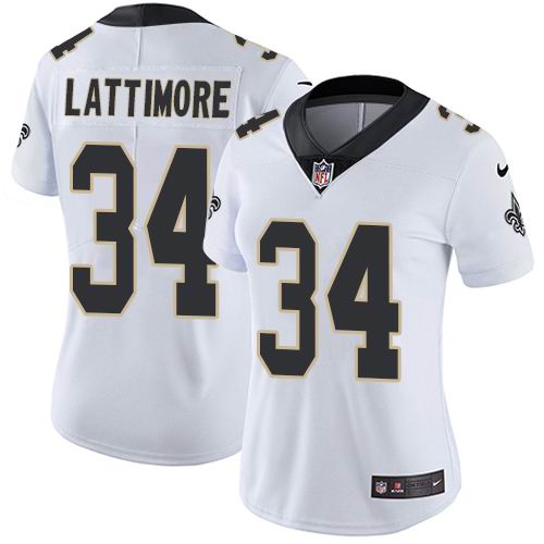 Women's Nike Saints #34 Marshon Lattimore White  Vapor Untouchable Limited Jersey