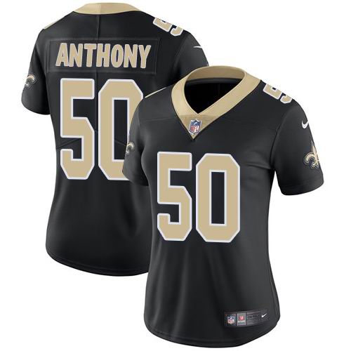Women's Nike Saints #50 Stephone Anthony Black Team Color  Vapor Untouchable Limited Jersey