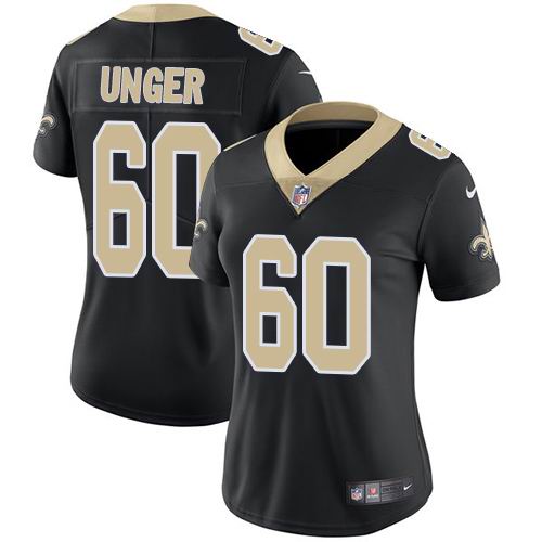 Women's Nike Saints #60 Max Unger Black Team Color  Vapor Untouchable Limited Jersey