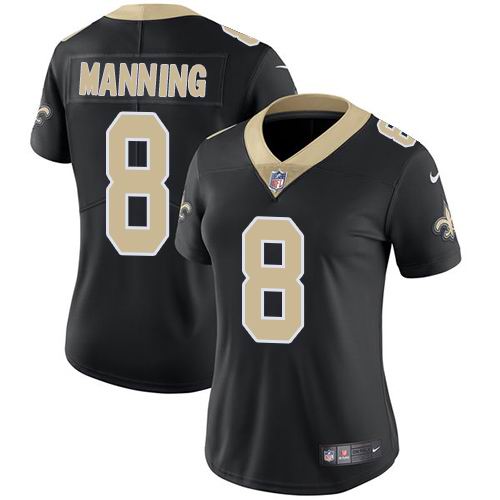 Women's Nike Saints #8 Archie Manning Black Team Color  Vapor Untouchable Limited Jersey