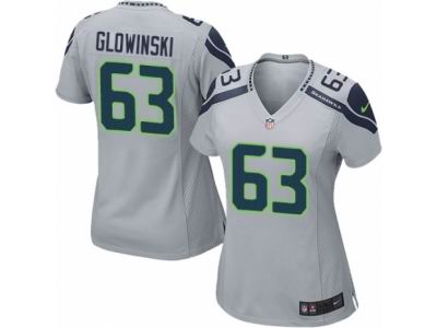 Women's Nike Seattle Seahawks #63 Mark Glowinski game Grey Jersey