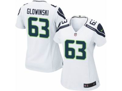 Women's Nike Seattle Seahawks #63 Mark Glowinski game white Jersey