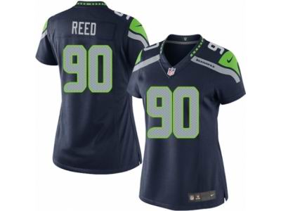 Women's Nike Seattle Seahawks #90 Jarran Reed Limited Steel Blue Jersey