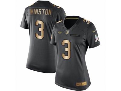 Women's Nike Tampa Bay Buccaneers #3 Jameis Winston Limited Black Gold Salute to Service NFL Jersey