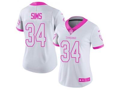 Women's Nike Tampa Bay Buccaneers #34 Charles Sims White Pink Stitched NFL Limited Rush Fashion Jersey