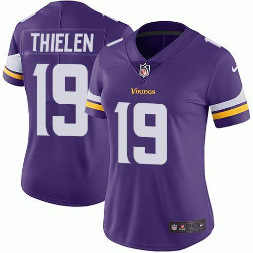 Women's Nike Vikings #19 Adam Thielen Purple Team Color Vapor Untouchable Limited Jersey