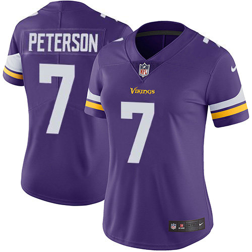 Women's Nike Vikings #7 Patrick Peterson Purple Team Color Women's Stitched NFL Vapor Untouchable Limited Jersey