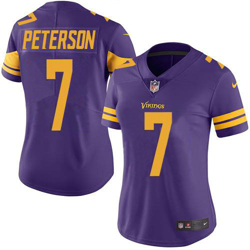 Women's Nike Vikings #7 Patrick Peterson Purple Women's Stitched NFL Limited Rush Jersey