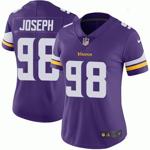 Women's Nike Vikings #98 Linval Joseph Purple Team Color Vapor Untouchable Limited Jersey