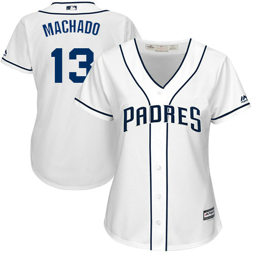 Women's Padres #13 Manny Machado White Home Women's Stitched Baseball Jersey