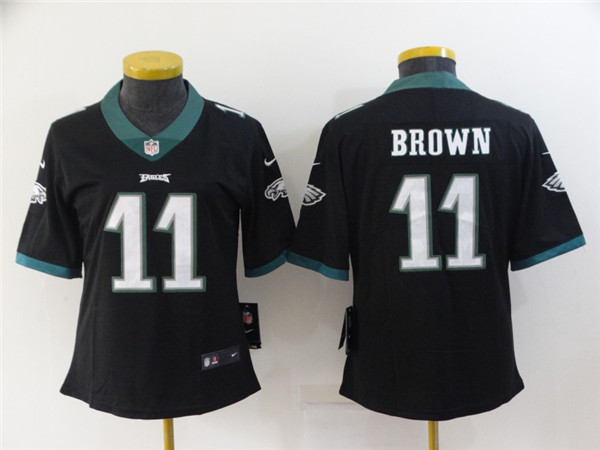 Women's Philadelphia Eagles #11 A. J. Brown Black Vapor Stitched Football Jersey(Run Small)