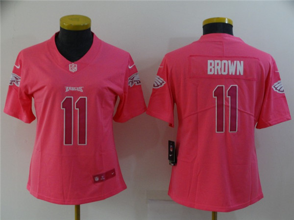 Women's Philadelphia Eagles #11 A. J. Brown Pink Stitched Football Jersey(Run Small)