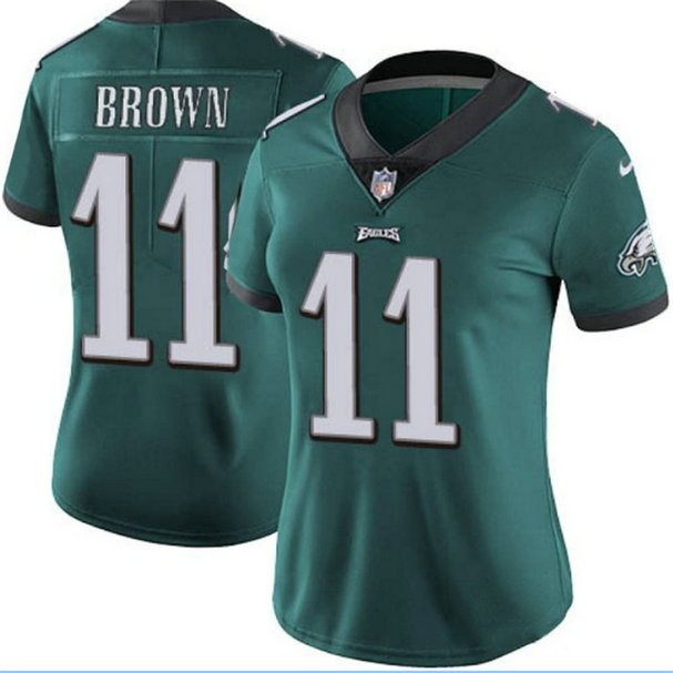 Women's Philadelphia Eagles #11 A.J. Brown Green Vapor Untouchable Limited Stitched Football Jersey
