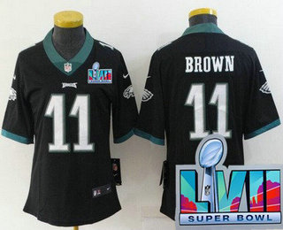 Women's Philadelphia Eagles #11 AJ Brown Limited Black Super Bowl LVII Vapor Jersey