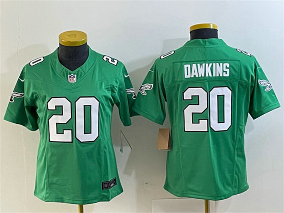 Women's Philadelphia Eagles #20 Brian Dawkins Green 2023 F.U.S.E. Stitched Football Jersey