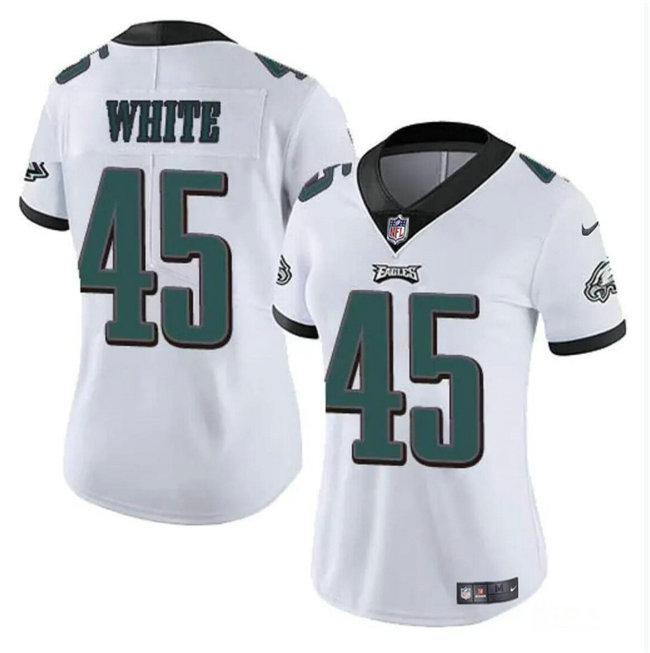 Women's Philadelphia Eagles #45 Devin White White Vapor Untouchable Limited Stitched Football Jersey